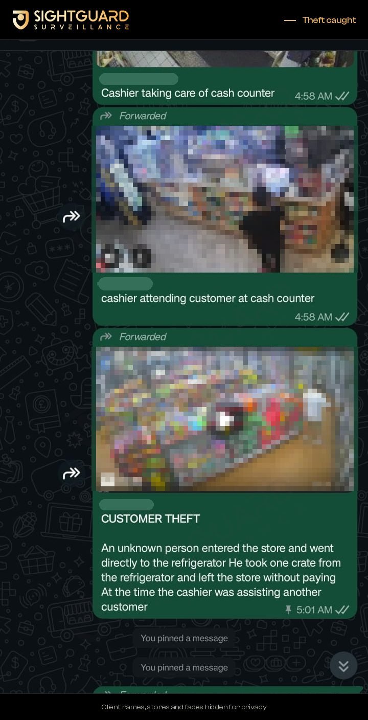 Operator report to a client: crate taken from the cooler. Names, faces and plates hidden.